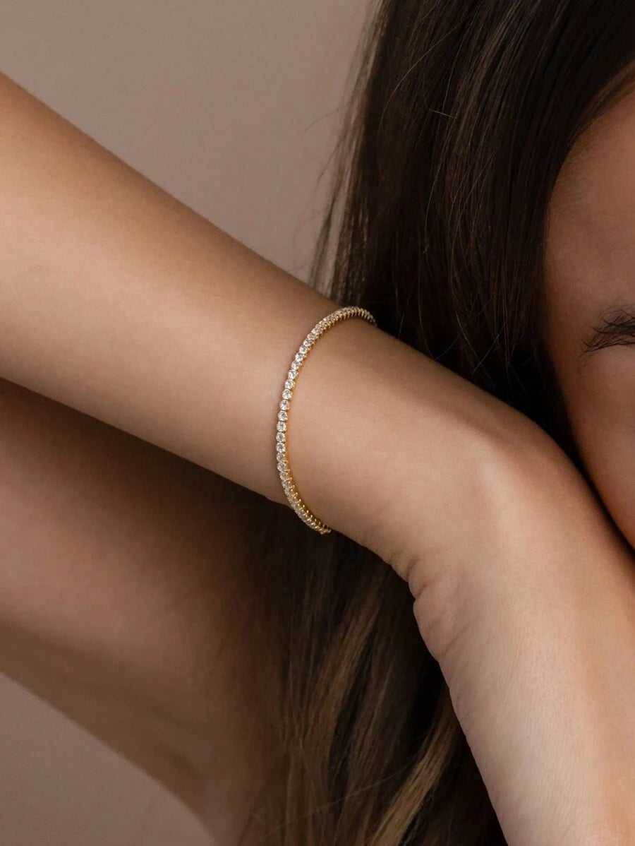 Minimalist Luxurious Fully Pave Crystal Adjustable Bracelet