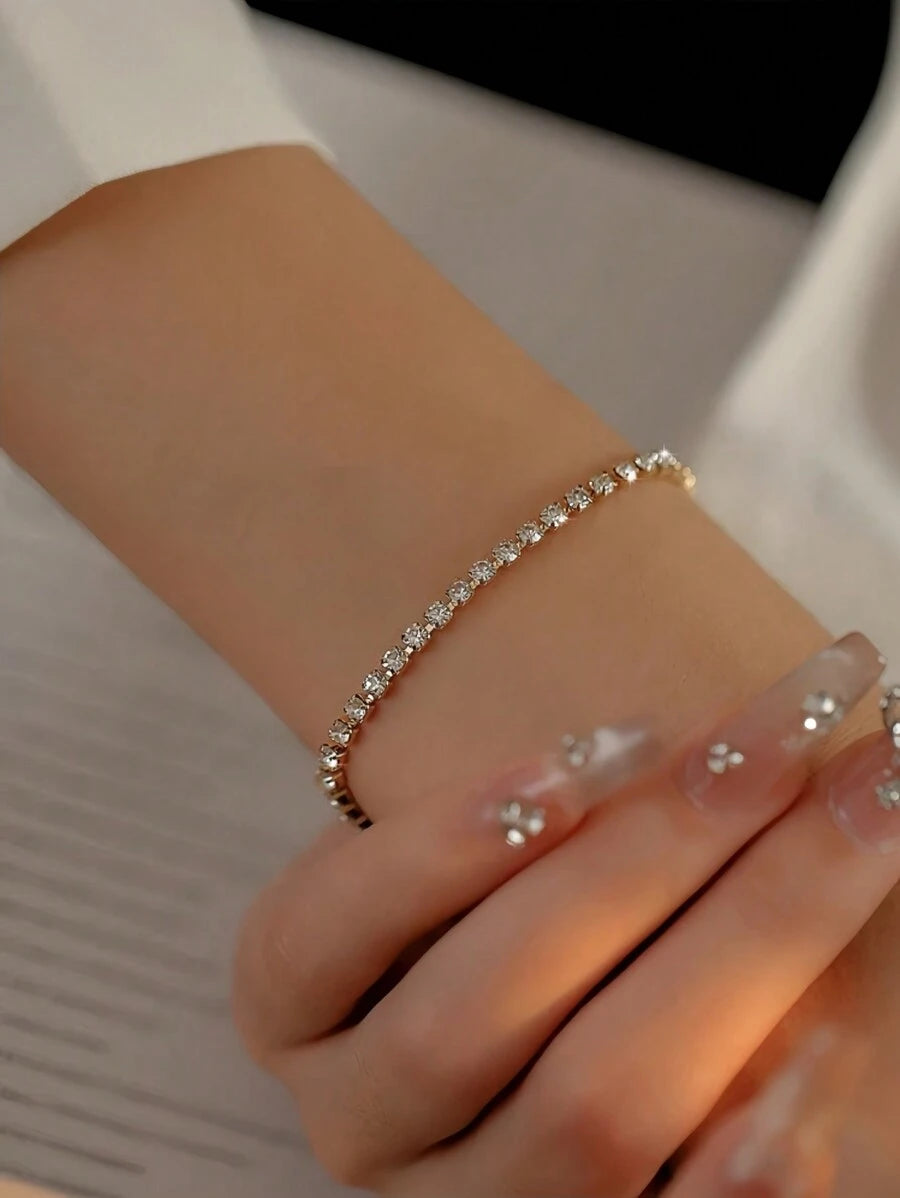Minimalist Luxurious Fully Pave Crystal Adjustable Bracelet