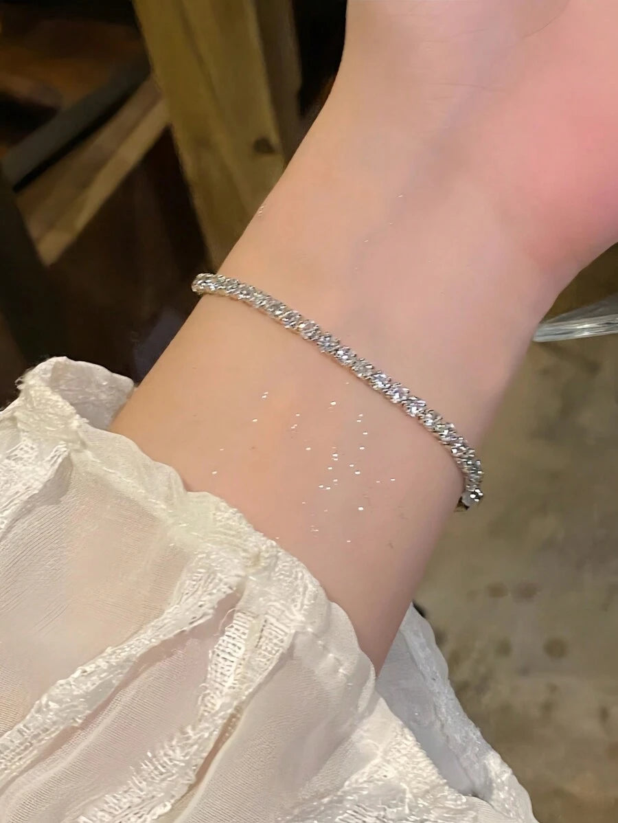 Minimalist Luxurious Fully Pave Crystal Adjustable Bracelet