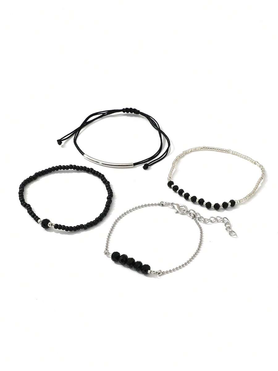 Fashion Wine Red Crystal Handmade Beads Bracelets Set