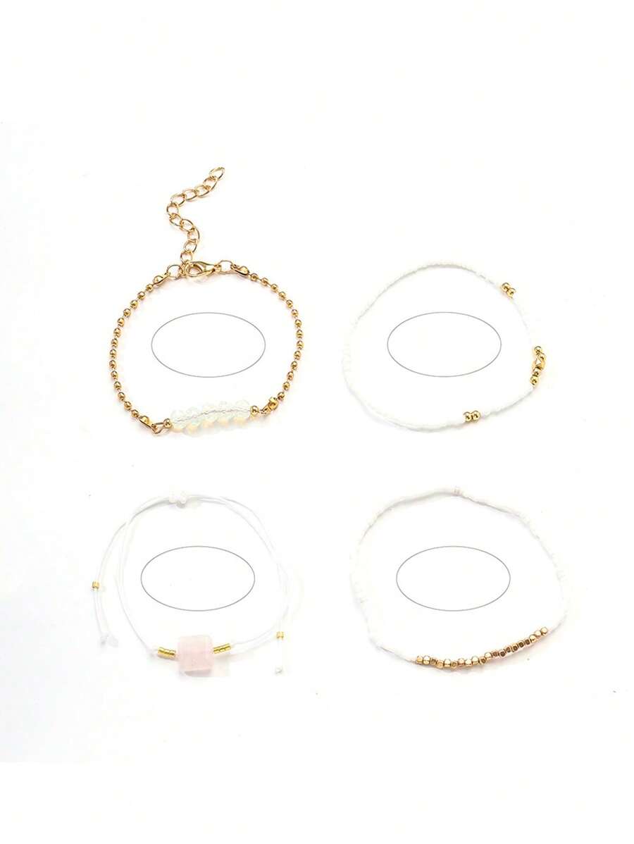 Fashion Wine Red Crystal Handmade Beads Bracelets Set