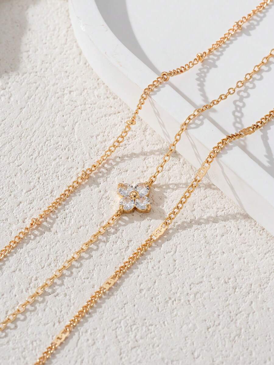 Cubic Zirconia Flower Beaded Bracelet