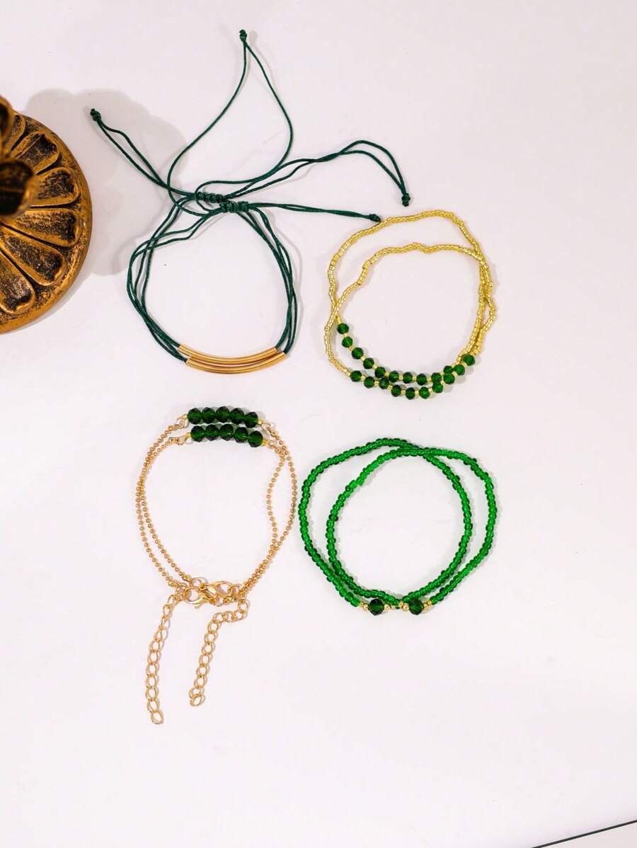 Fashion Wine Red Crystal Handmade Beads Bracelets Set