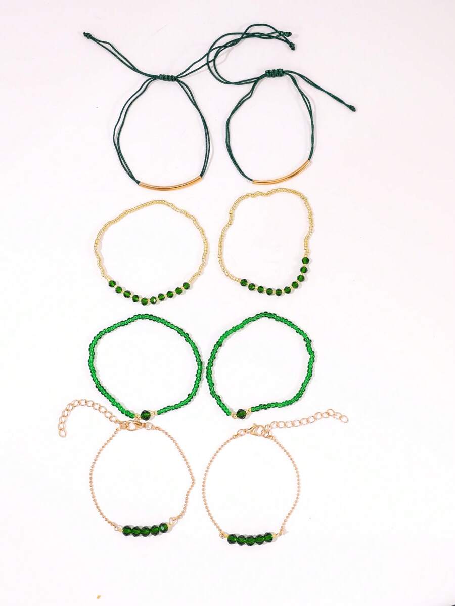 Fashion Wine Red Crystal Handmade Beads Bracelets Set