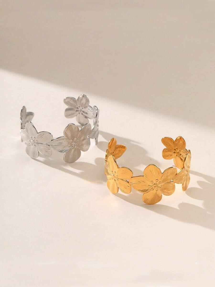 Vintage Exaggerated Luxury Geometric Design Wide Metal Gold Bangle Set