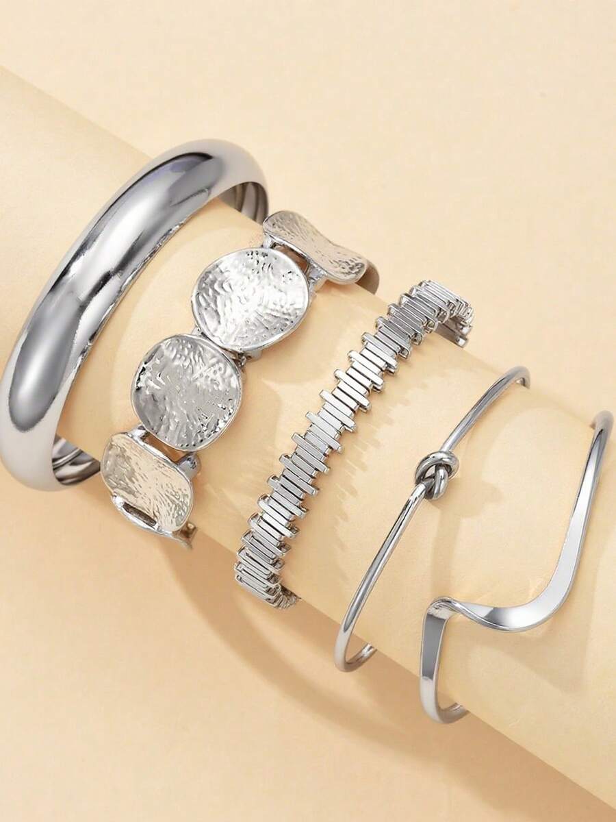 Vintage Exaggerated Luxury Geometric Design Wide Metal Gold Bangle Set