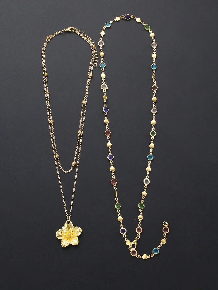 Fashionable Minimalist Bohemian Shell Flower & Faux Pearl Y-Necklace Set