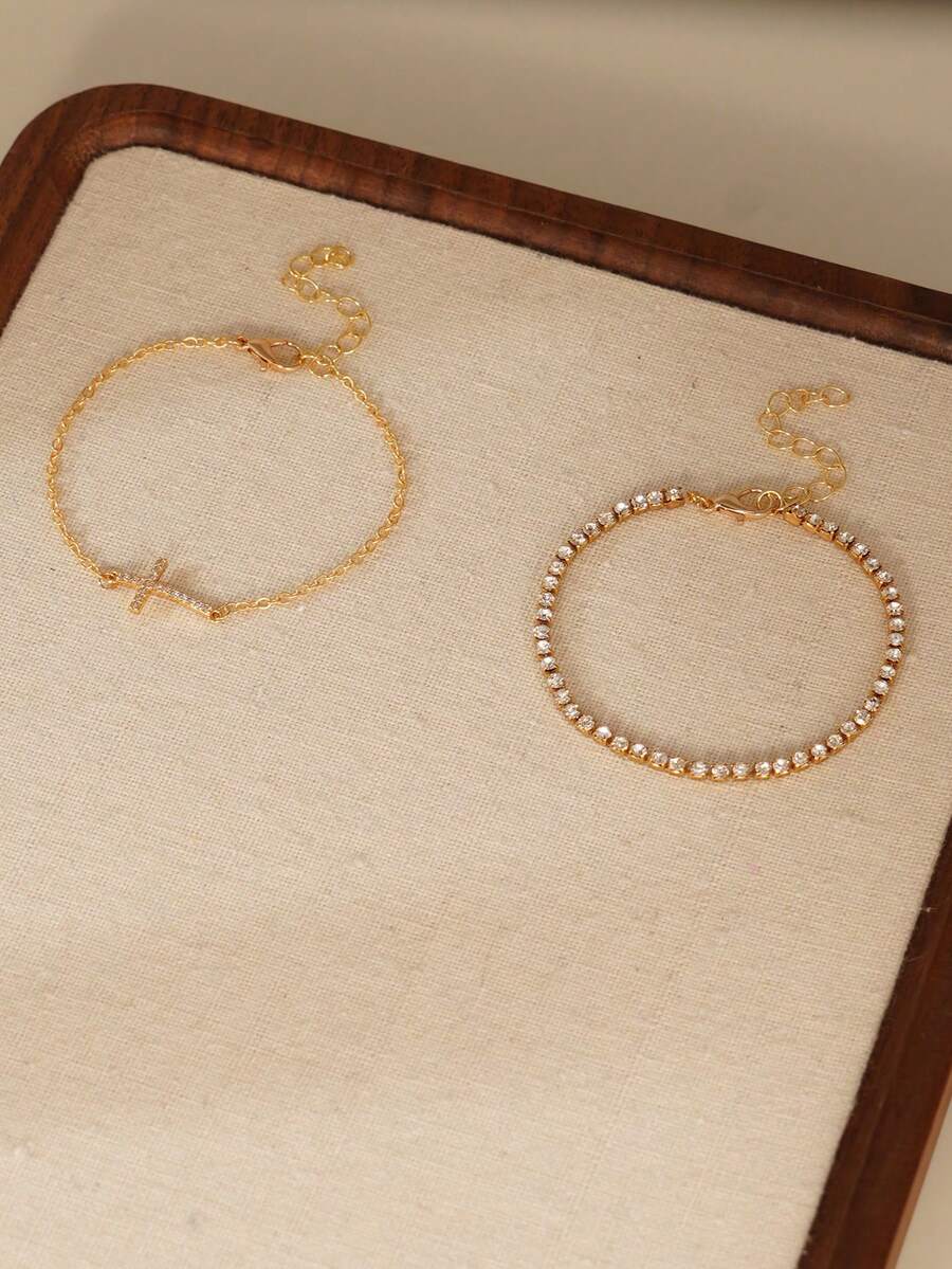 Cubic Zirconia Flower Beaded Bracelet