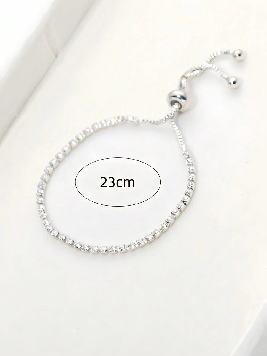 Minimalist Luxurious Fully Pave Crystal Adjustable Bracelet