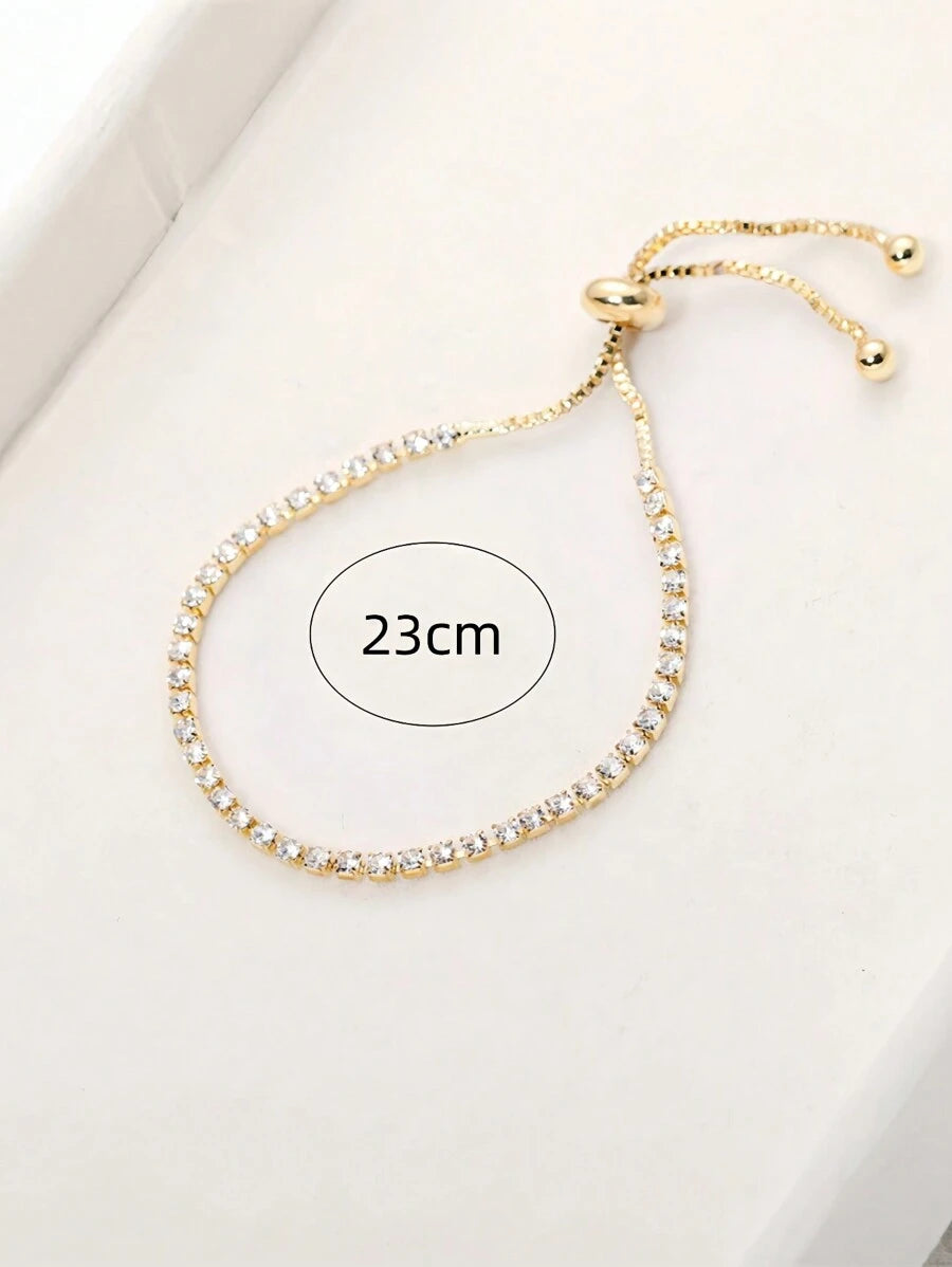 Minimalist Luxurious Fully Pave Crystal Adjustable Bracelet