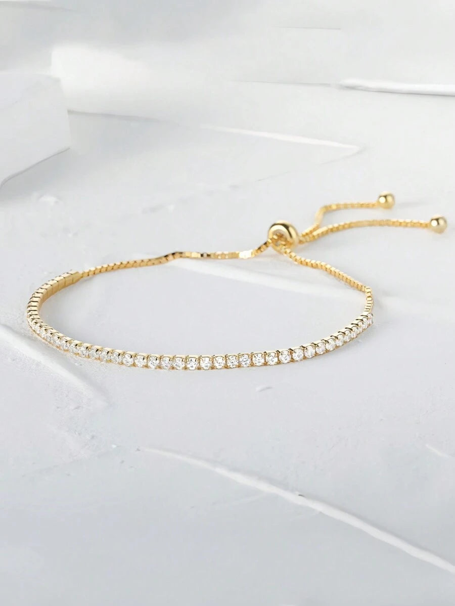 Minimalist Luxurious Fully Pave Crystal Adjustable Bracelet