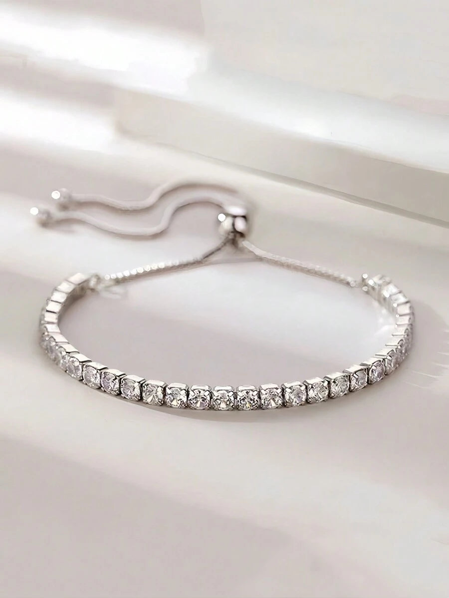 Minimalist Luxurious Fully Pave Crystal Adjustable Bracelet