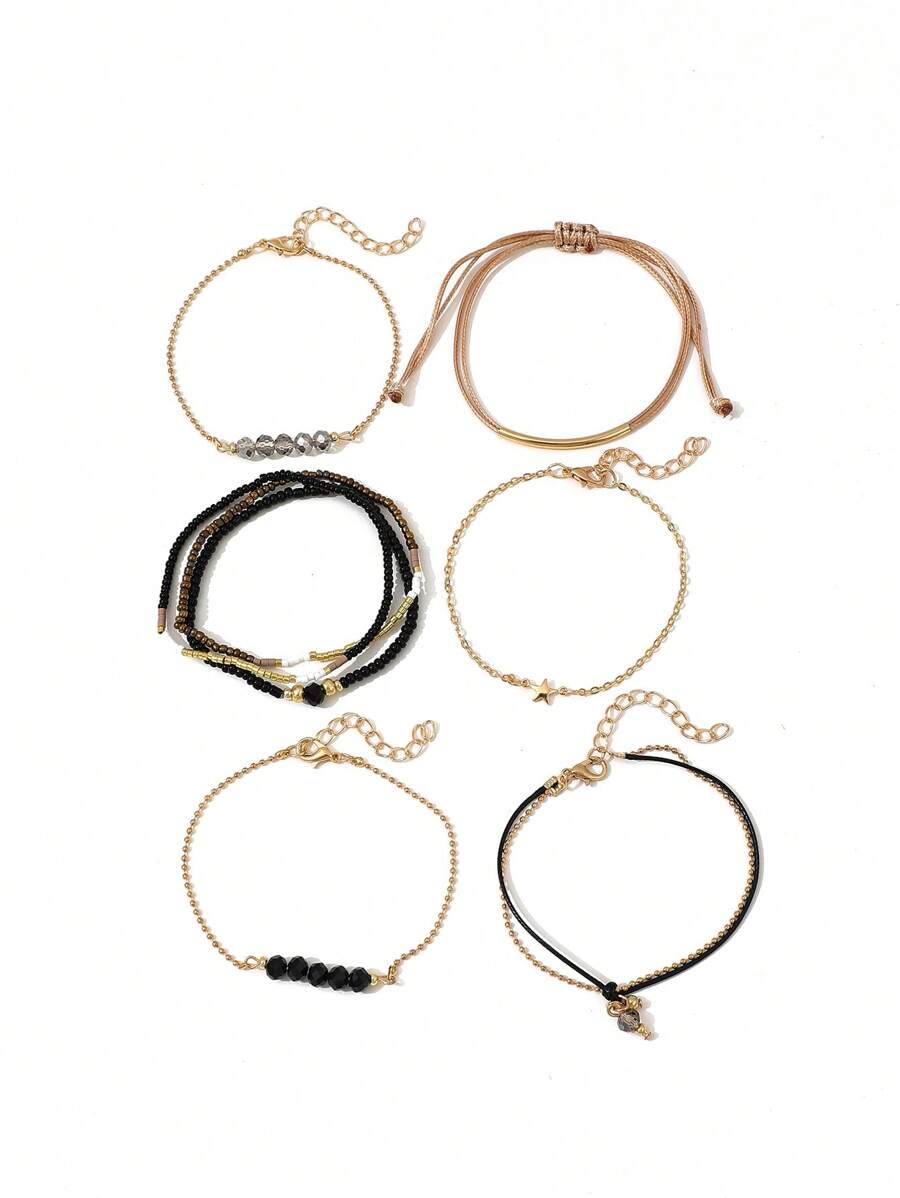 Fashion Wine Red Crystal Handmade Beads Bracelets Set