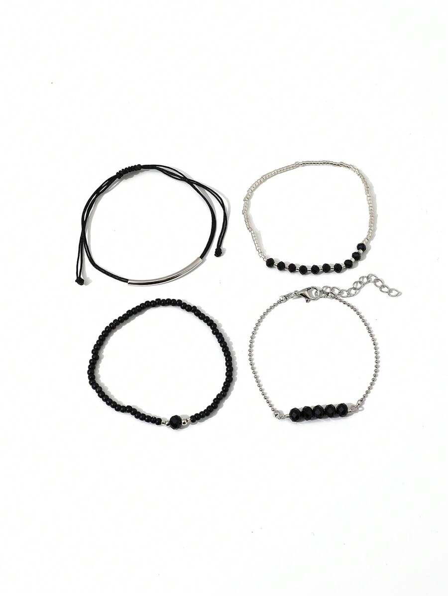 Fashion Wine Red Crystal Handmade Beads Bracelets Set