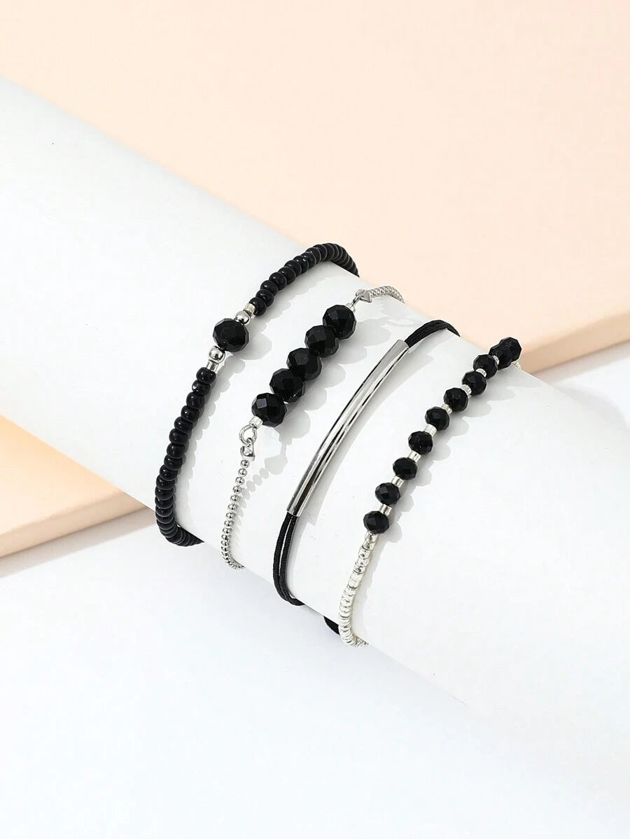 Fashion Wine Red Crystal Handmade Beads Bracelets Set