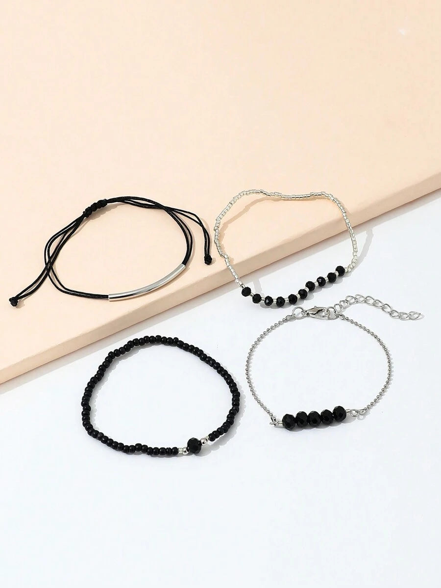 Fashion Wine Red Crystal Handmade Beads Bracelets Set