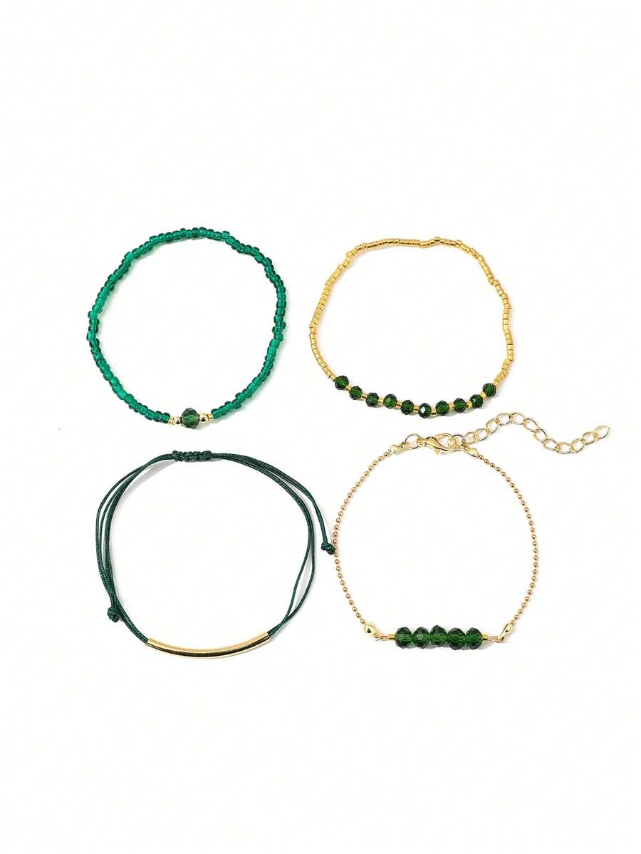 Fashion Wine Red Crystal Handmade Beads Bracelets Set