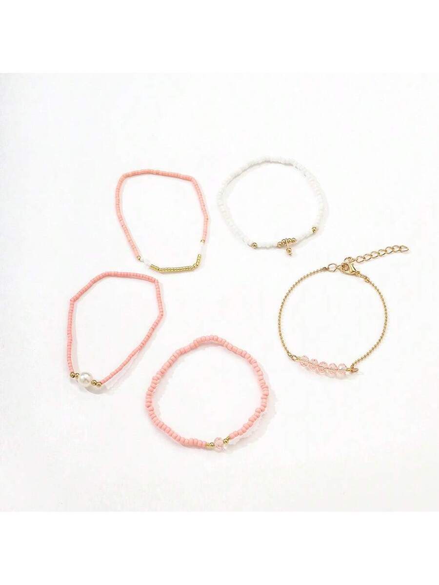 Fashion Wine Red Crystal Handmade Beads Bracelets Set