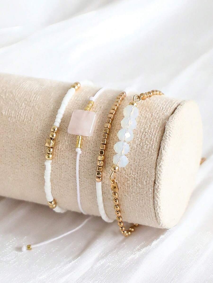 Fashion Wine Red Crystal Handmade Beads Bracelets Set