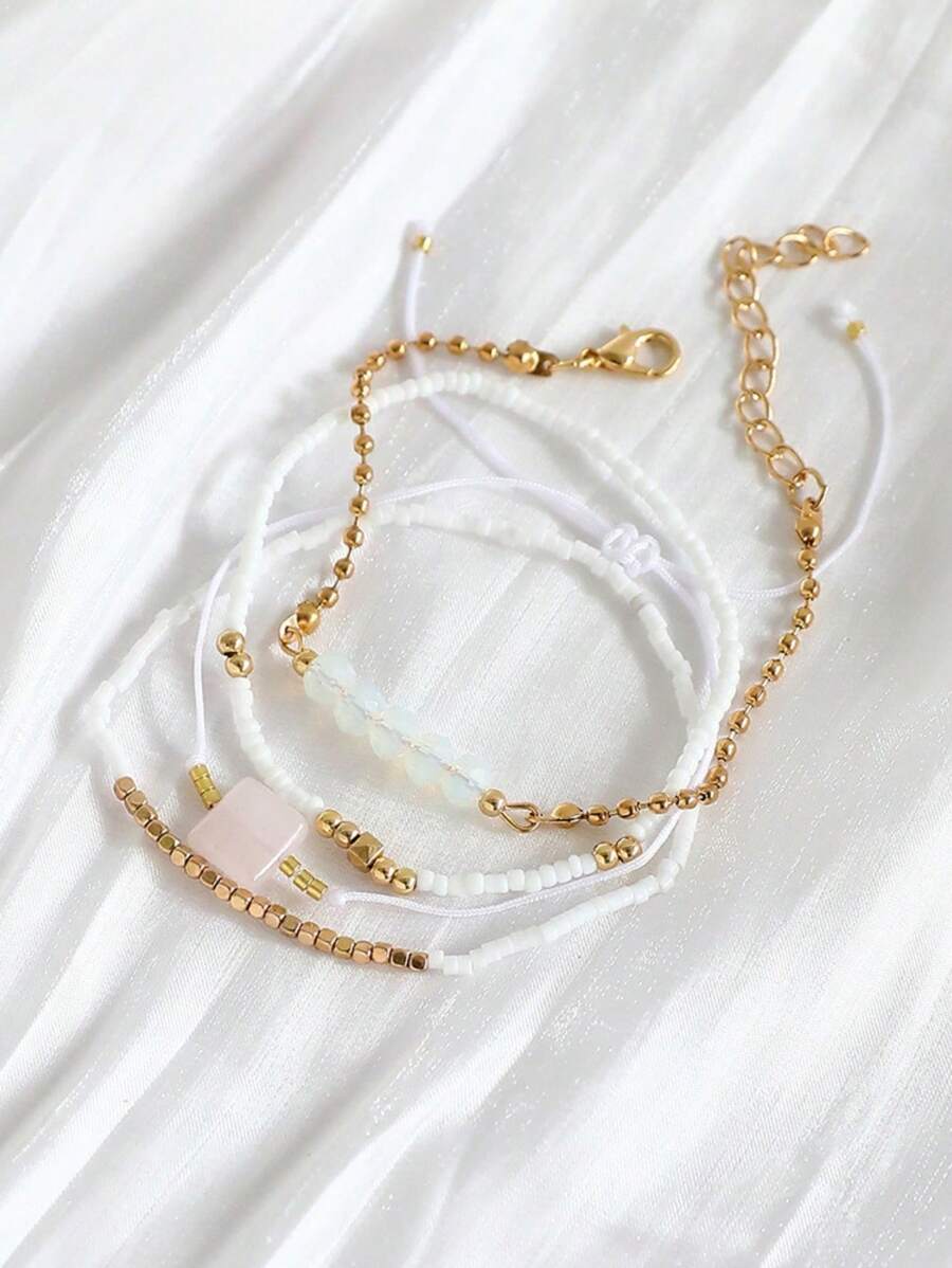 Fashion Wine Red Crystal Handmade Beads Bracelets Set