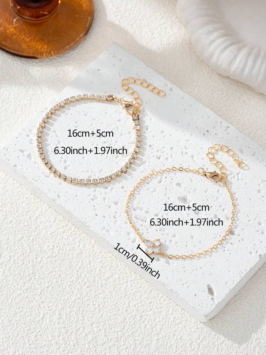 Cubic Zirconia Flower Beaded Bracelet