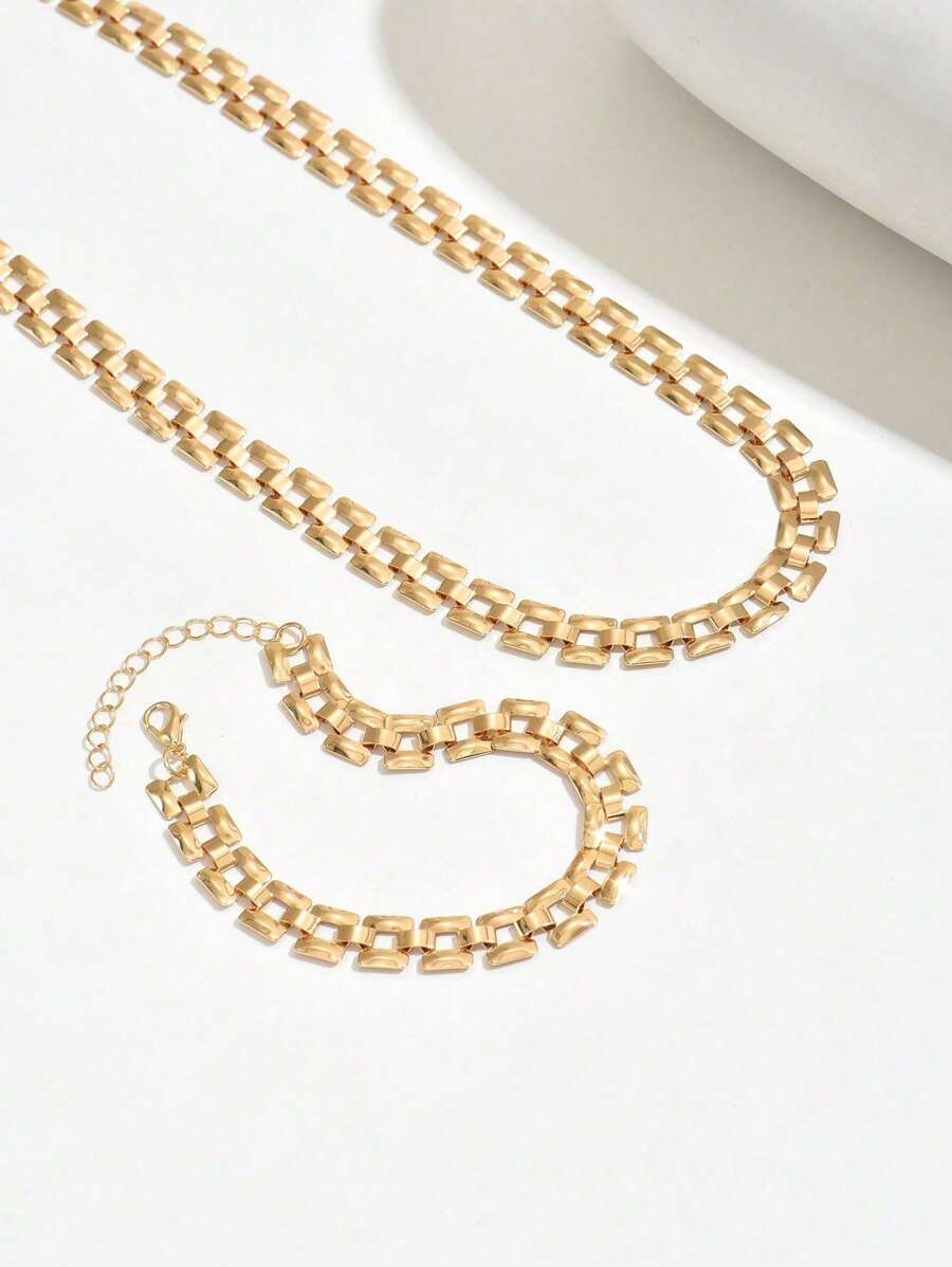 Minimalist Elegant Necklace + Bracelet Jewelry Set