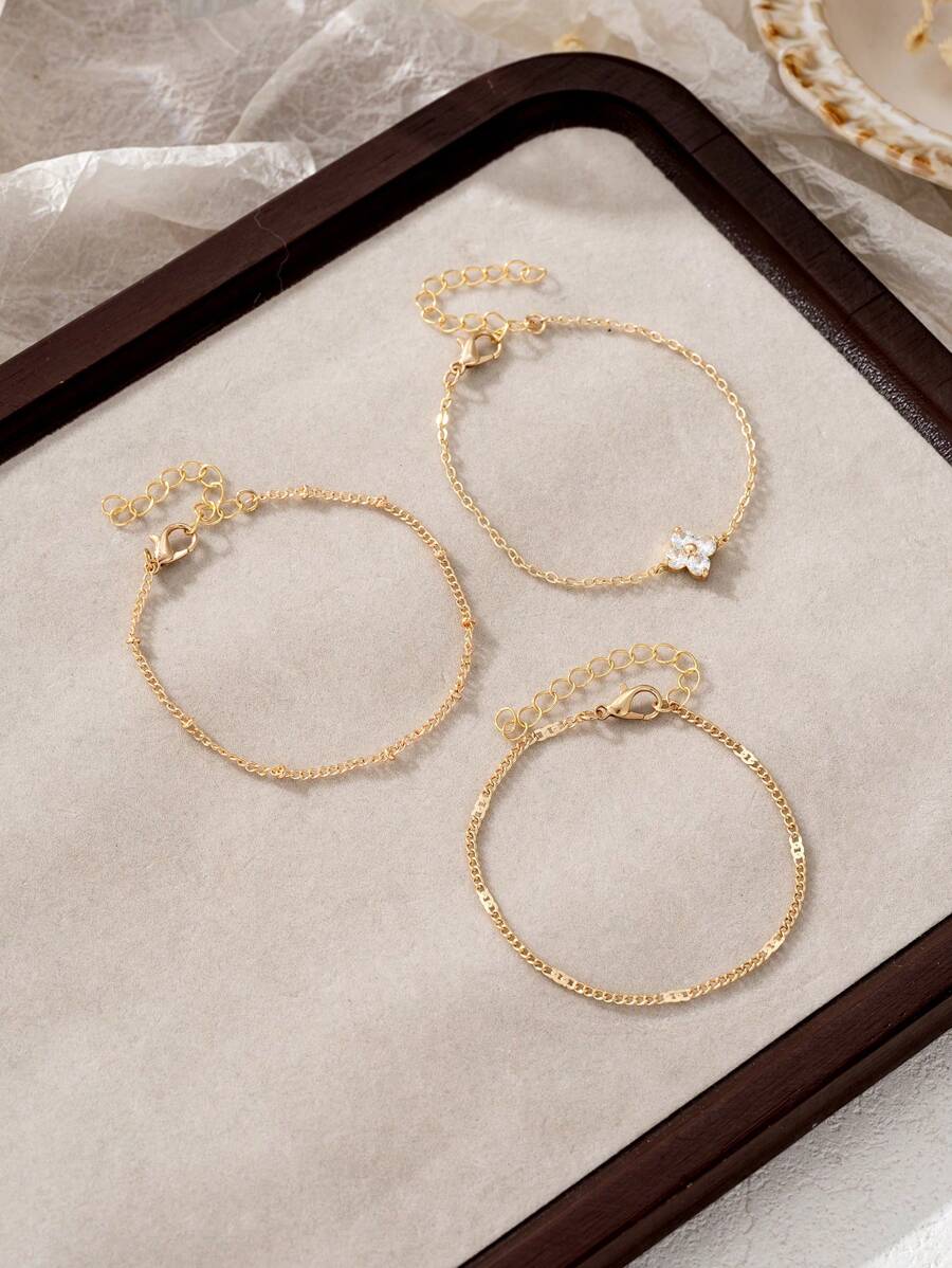 Cubic Zirconia Flower Beaded Bracelet