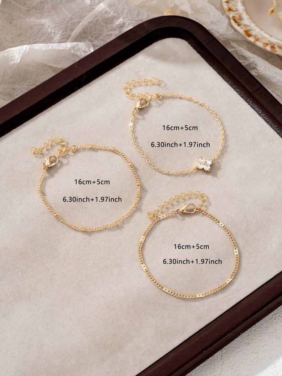 Cubic Zirconia Flower Beaded Bracelet