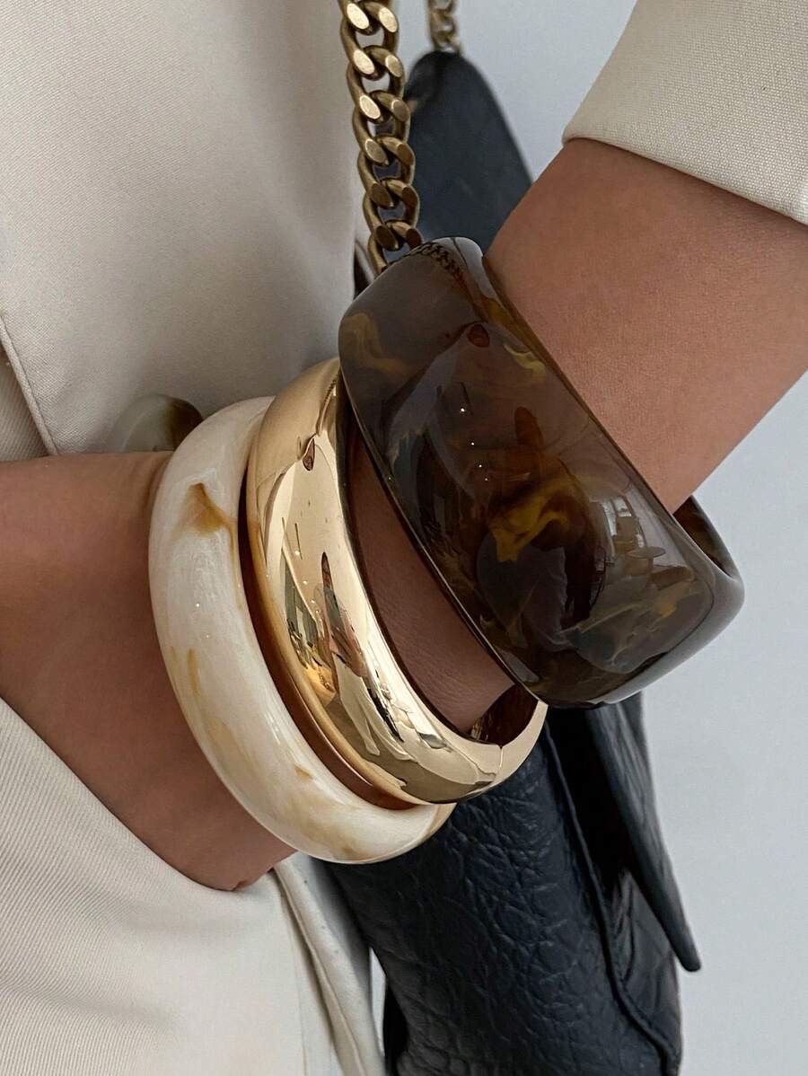 Set Arched Resin Cuff Bracelet