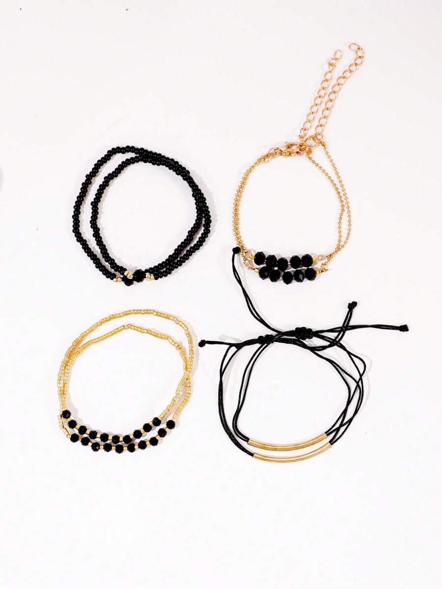 Fashion Wine Red Crystal Handmade Beads Bracelets Set