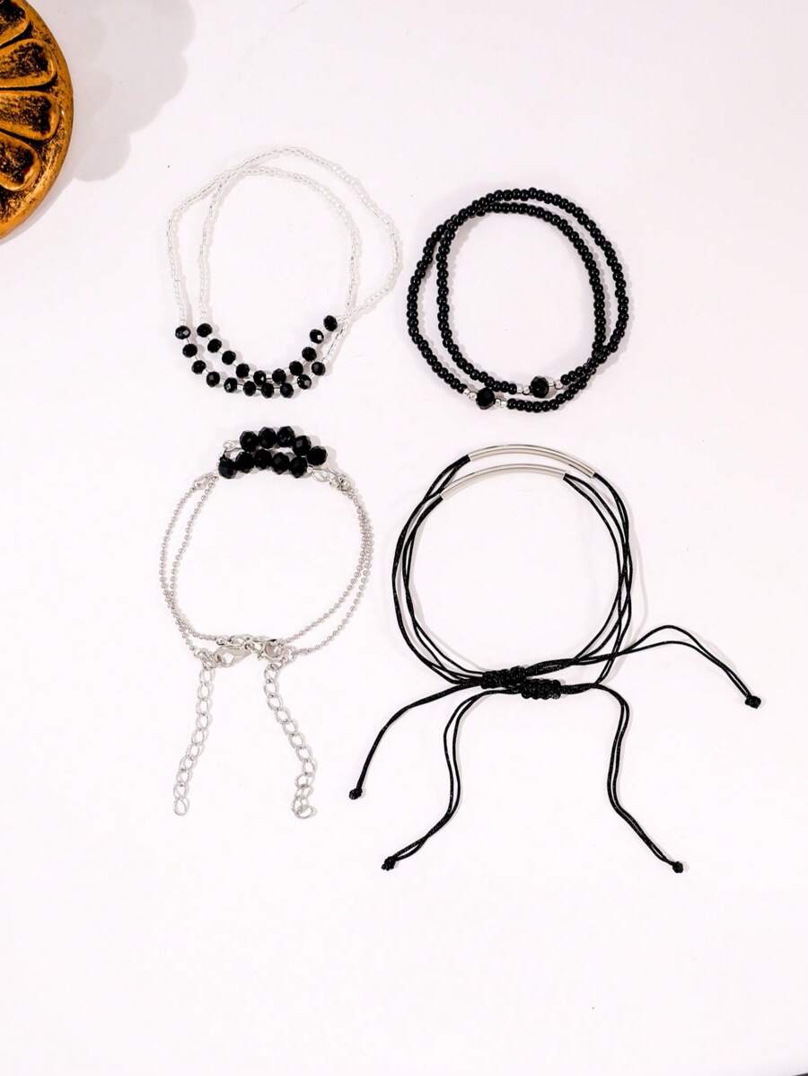 Fashion Wine Red Crystal Handmade Beads Bracelets Set