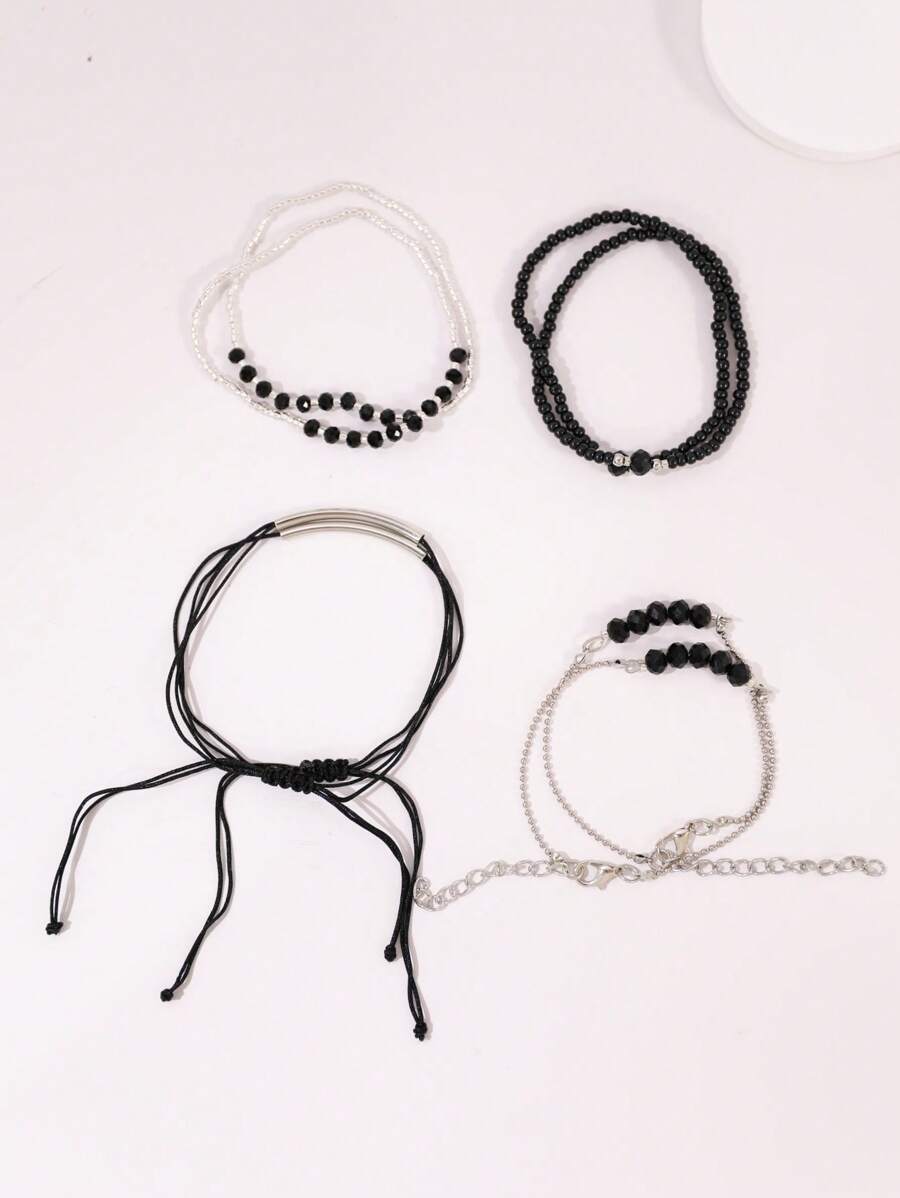 Fashion Wine Red Crystal Handmade Beads Bracelets Set