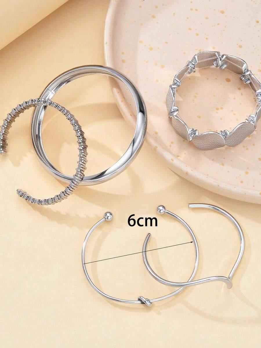 Vintage Exaggerated Luxury Geometric Design Wide Metal Gold Bangle Set