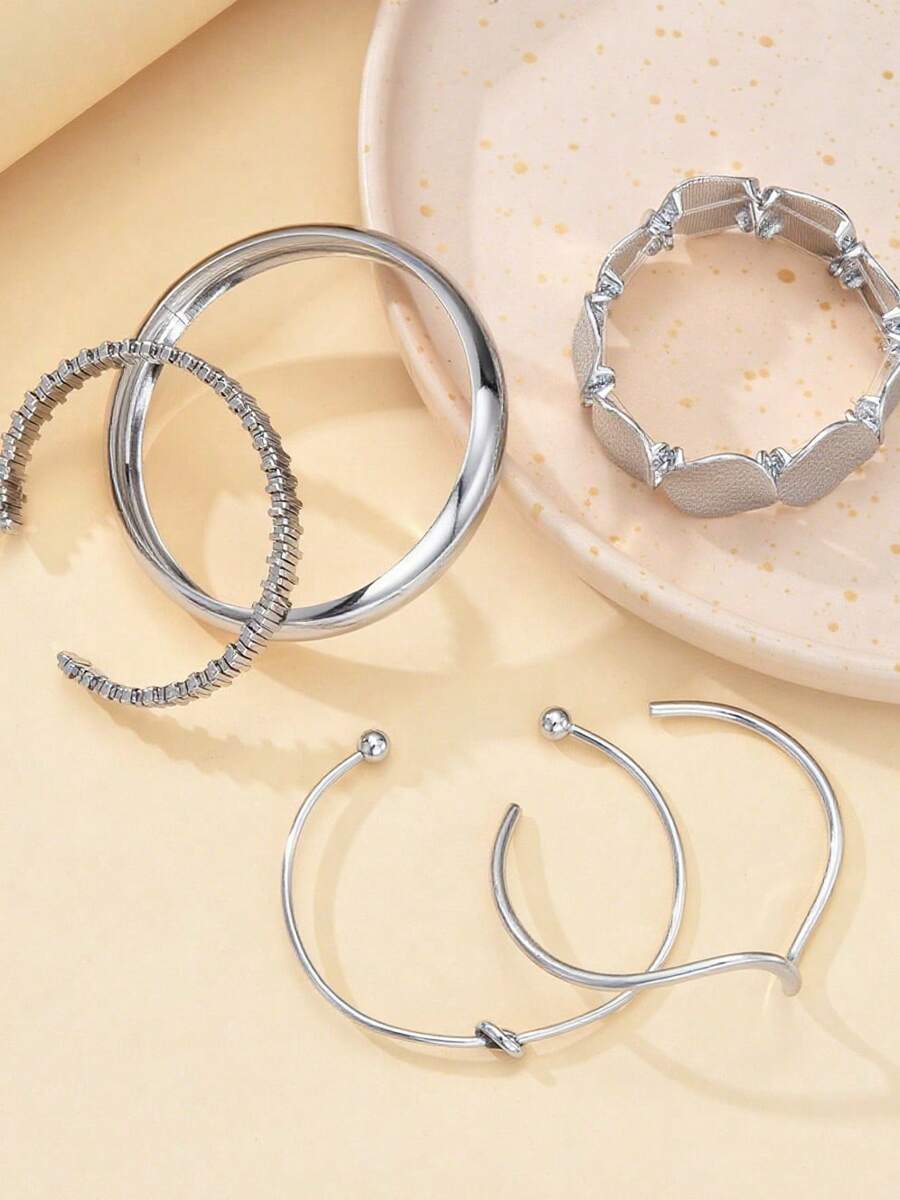 Vintage Exaggerated Luxury Geometric Design Wide Metal Gold Bangle Set