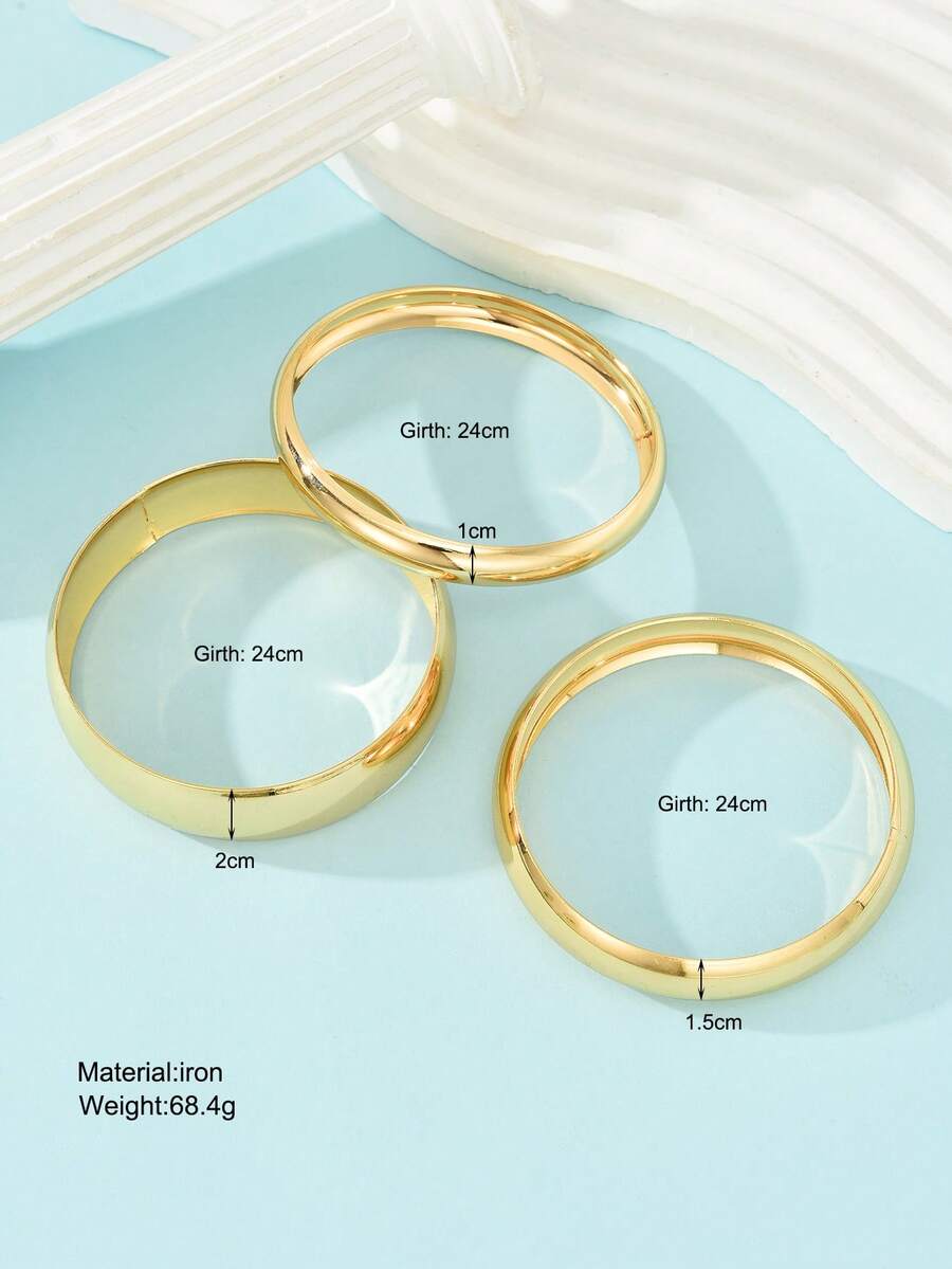 Vintage Exaggerated Luxury Geometric Design Wide Metal Gold Bangle Set