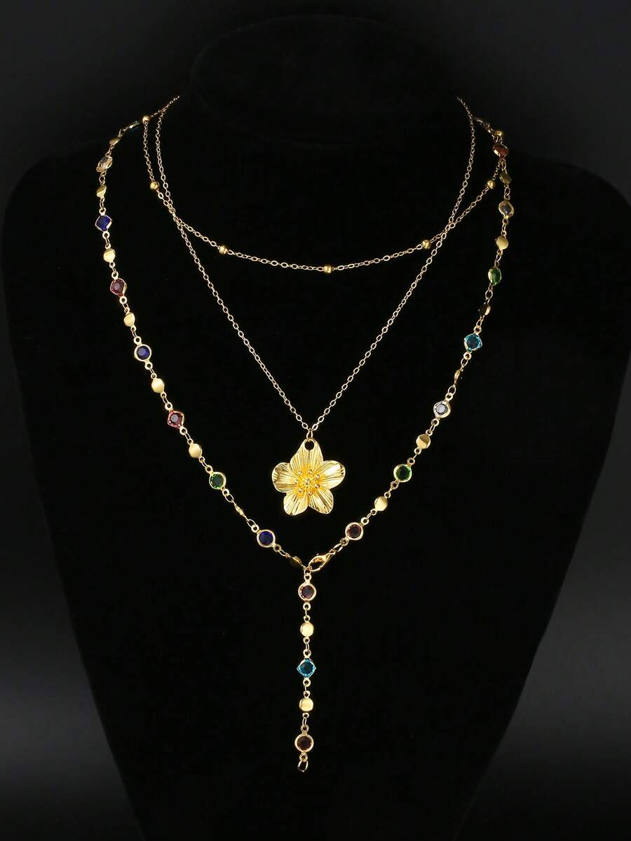 Fashionable Minimalist Bohemian Shell Flower & Faux Pearl Y-Necklace Set
