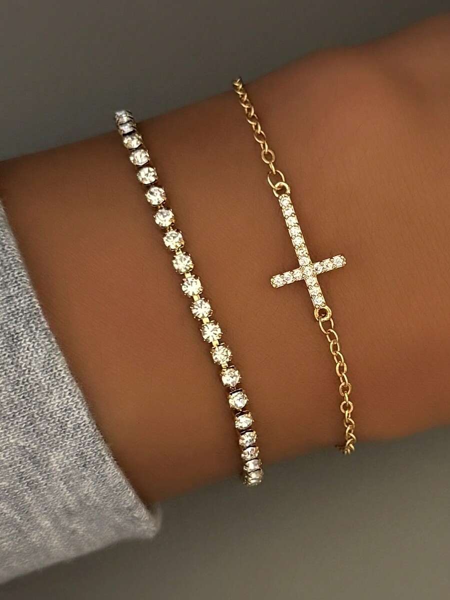 Cubic Zirconia Flower Beaded Bracelet