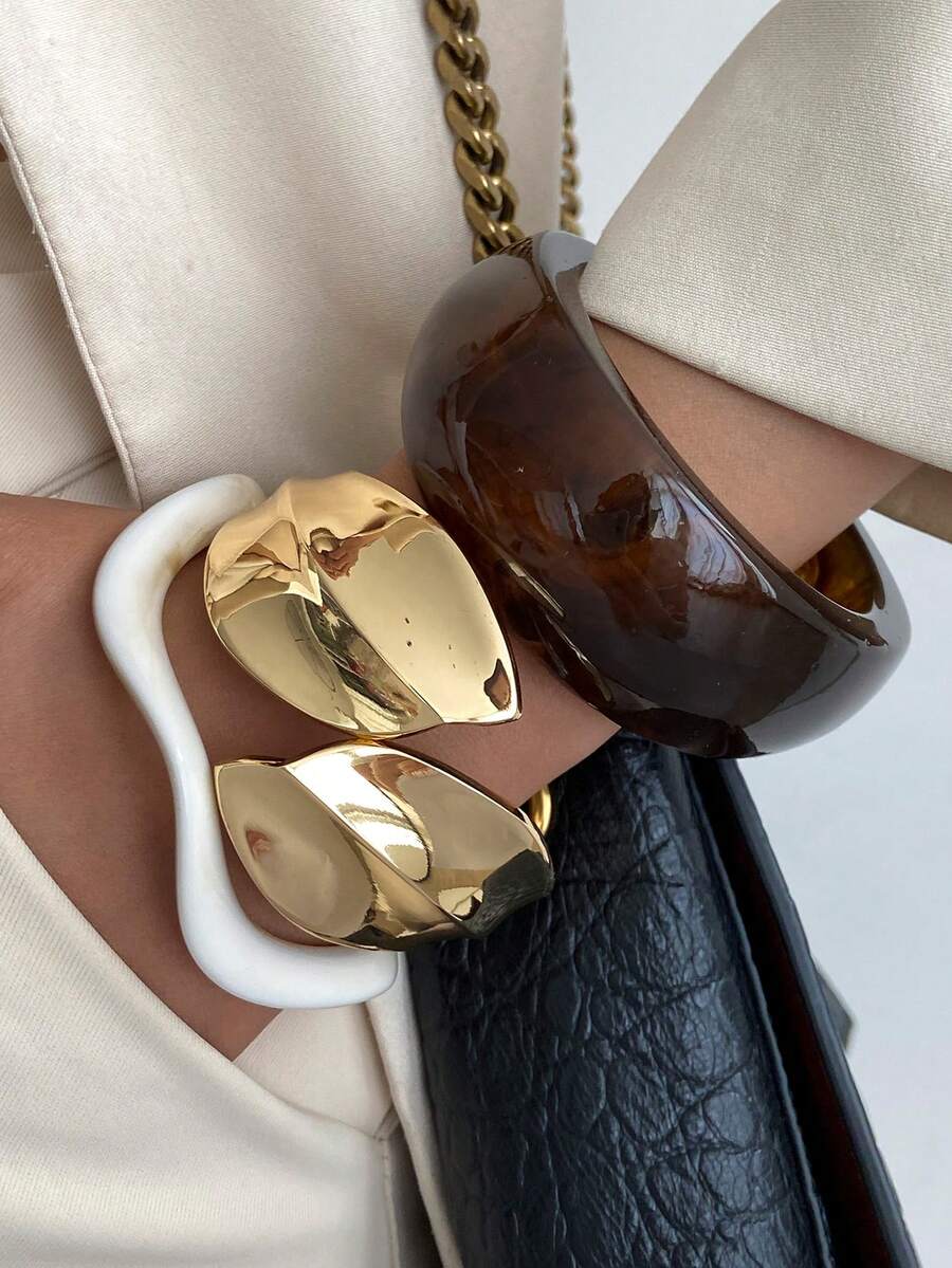 Set Arched Resin Cuff Bracelet