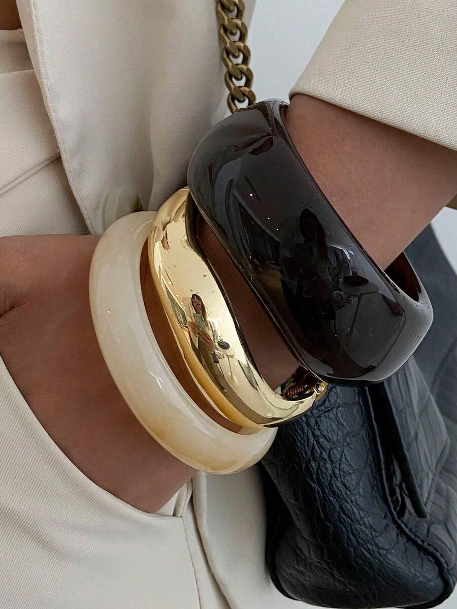 Set Arched Resin Cuff Bracelet