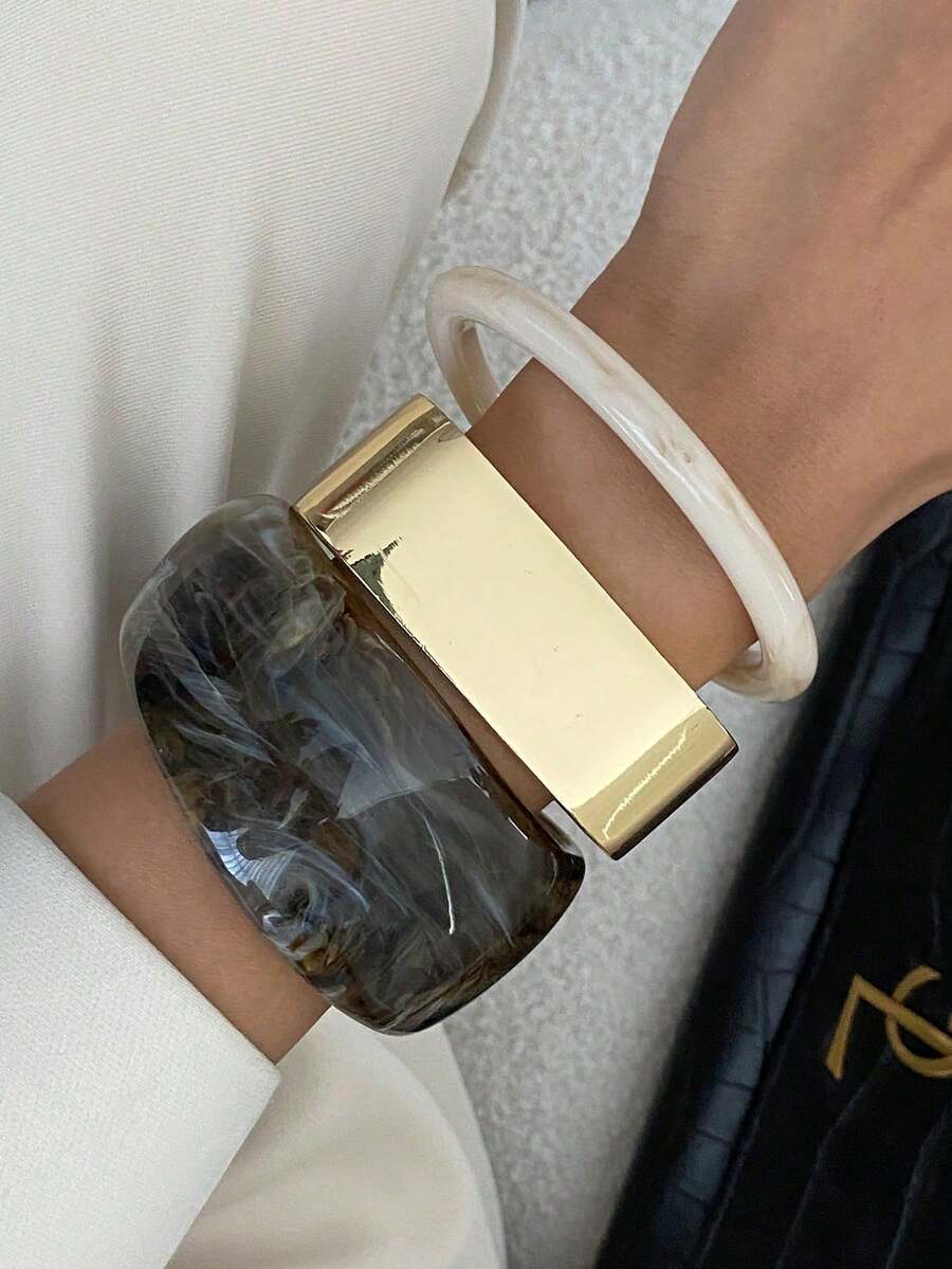 Set Arched Resin Cuff Bracelet